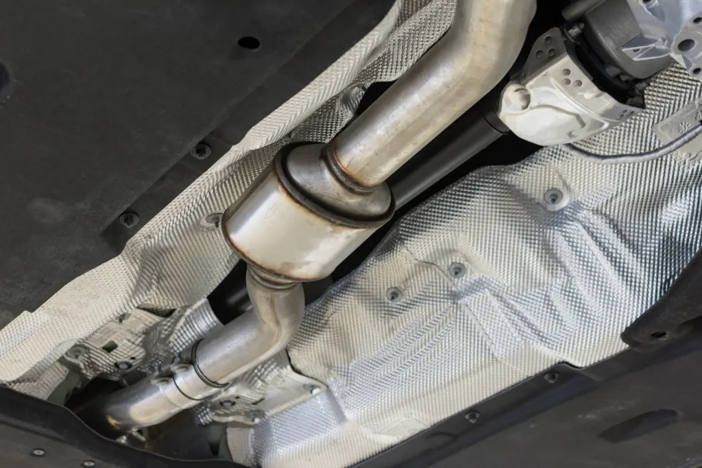 Underside Of Car showing close up of catalytic converter