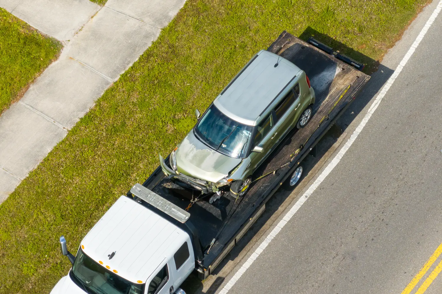Car Being Delivered To Scrapyard